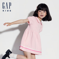 Gap女幼童2024夏季泡泡短袖连衣裙可爱娃娃领高腰洋装466248 粉色 90cm (1-2岁) 亚洲尺码