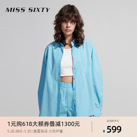MISS SIXTY 2024夏季衬衫女运动休闲风百搭上衣纯色长袖简约 蓝色 M