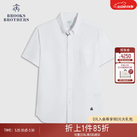 Brooks Brothers BrooksBrothers）男士春秋扣结领牛津纺短袖休闲衬衫 1001-白色 S