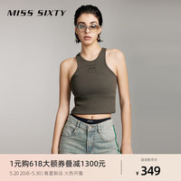 MISS SIXTY2024夏季无袖T恤女圆领修身显瘦外穿内搭甜辣性感 军绿 XS