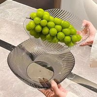 BAIJIE 水果盘零食盘客厅家用干果盘托盘糖果坚果盘透明灰透明混色两件套
