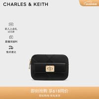CHARLES&KEITH24夏季新品菱格拉链斜挎链条小方包女CK2-80671632 Black S