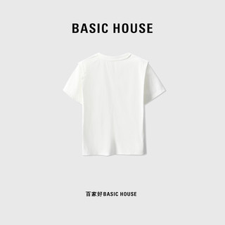 Basic House/百家好 夏季时尚不规则百搭小众T恤B0623B54072 白 S（80-110斤）