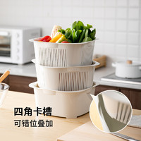 SHIMOYAMA 霜山 洗菜盆沥水篮家用厨房多层洗水果淘米可叠加菜篮子洗碗机可用