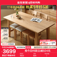 全友家居大屿纯实木餐桌椅子组合套装客厅家用吃饭方桌一桌四椅DW8056 红橡木2.2米餐桌A 单桌 红橡木|2.2米餐桌A 单桌