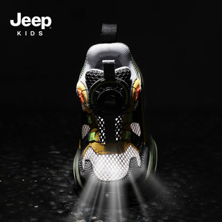 Jeep运动鞋儿童夏季透气网鞋2024软底透气跑步鞋童鞋男童鞋子 完美灰白 37码 鞋内长约23.1cm