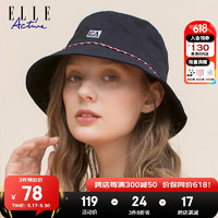 ELLE Active 人气经典LOGO刺绣太阳帽子女时尚百搭简约遮阳帽渔夫帽 藏青色 均码