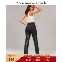 Abercrombie & Fitch 女装 90年代风美式复古时尚设计感拼接高腰直筒牛仔裤 323123-1 黑色 24S (150/60A)