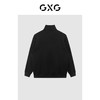 GXG 男装 商场同款绿意系列黑色精致绣花半开襟卫衣 22年冬季新品