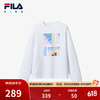 FILA 斐乐 童装儿童运动拼接上衣2024夏中大童女童针织长袖T恤 标准白-WT 140cm