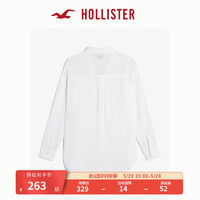 HOLLISTER24夏季休闲纯棉宽松V领翻领长袖衬衫 女 KI311-4225 白色 S/M (165/92A)