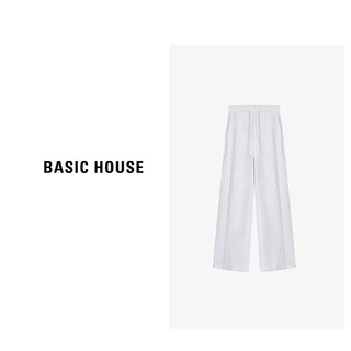 Basic House/百家好垂感直筒裤白色针织高腰时尚长裤-B0624H5W572 黑色 L110-125斤