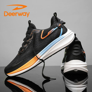 德尔惠（DEERWAY）运动鞋男鞋2024夏季鞋子男士户外休闲跑步鞋 黑桔 42 