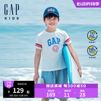 Gap男童2024夏季吸湿速干凉感撞色短袖T恤儿童装上衣466207 白色 140cm(10-11岁) 亚洲尺码