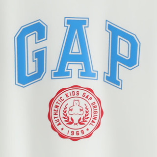 Gap男童2024夏季吸湿速干凉感撞色短袖T恤儿童装上衣466207 白色 140cm(10-11岁) 亚洲尺码