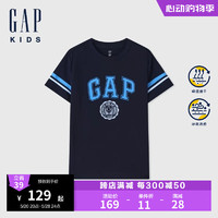 Gap男童2024夏季吸湿速干凉感撞色短袖T恤儿童装上衣466207 海军蓝 160cm(14-15岁) 亚洲尺码