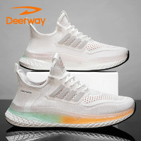德尔惠（DEERWAY）运动鞋男鞋2024夏季透气鞋子男款休闲跑步鞋 白色 39 