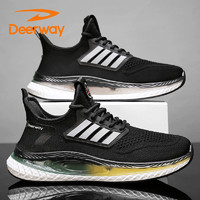 德尔惠（DEERWAY）运动鞋男鞋2024夏季透气鞋子男款休闲跑步鞋 黑色 44 