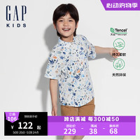 Gap男童2024夏季兰精天丝印花口袋短袖衬衫儿童装上衣466077 多彩印花 160cm(14-15岁) 亚洲尺码