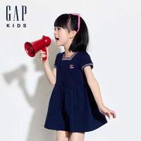 Gap 盖璞 女幼童2024夏季撞色条纹方领针织连衣裙儿童装洋装466153 海军蓝 110cm (4-5岁)亚洲尺码