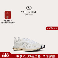 华伦天奴VALENTINO男士VLOGO EASYJOG低帮小牛皮和织物运动鞋 白色/灰色 38