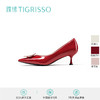 88VIP：tigrisso 蹀愫 新漆皮尖头细高跟浅口红色单鞋女TA32119-12