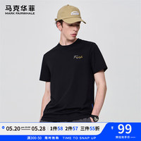 马克华菲【凉感索罗娜】撞色印花短袖T恤男2024春夏休闲纯色打底衫T恤 001黑色 3XL
