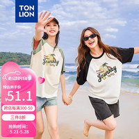 唐狮 TONLION2024女插肩袖圆领短袖T恤TB 本白 S