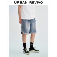 URBAN REVIVO 男装时尚休闲超宽松抽绳牛仔短裤 UMV840053 天蓝 29