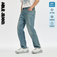 ABLE JEANS【直筒滑板裤】24春夏男士休闲直筒宽松水洗牛仔裤 浅黄泥蓝 34/34
