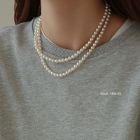 MUCMXG多种戴法长款珍珠项链正圆强光施家珍珠毛衣链轻奢高级感叠法式 长度85CM 直径4MM