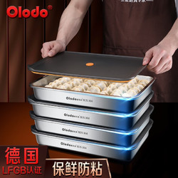 Olodo 欧乐多 德国饺子盒冰箱收纳盒304不锈钢冷冻饺子收纳盒水饺密封盒保鲜盒 饺子盒 1层