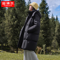 TANBOER 坦博爾 鵝絨羽絨服女23年新款長款保暖可脫卸帽外套TD236858 黑色 160/84A（110斤-125斤）