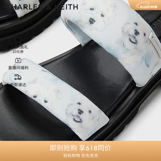 CHARLES&KEITH24夏季新品休闲一字带外穿厚底拖鞋女CK1-70381047