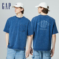 Gap 盖璞 男女装2024春季logo复古做旧圆领短袖T恤套头上衣877013