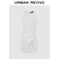URBAN REVIVO 女士气质褶皱直筒无袖连衣裙 UWG740139 本白 XS