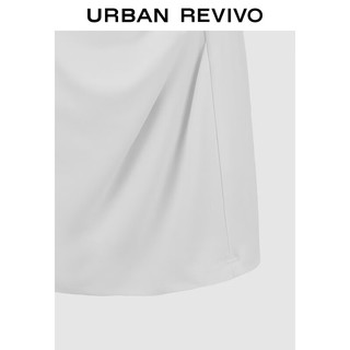 URBAN REVIVO 女士气质褶皱直筒无袖连衣裙 UWG740139 本白 XS