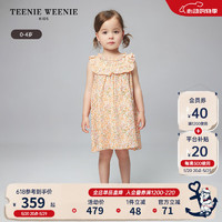 Teenie Weenie Kids小熊童装24夏季女宝宝花朵印花飞袖连衣裙 珊瑚红 100cm