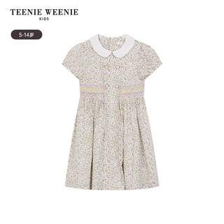 Teenie Weenie Kids小熊童装24夏季女童花朵印花娃娃领连衣裙 浅绿色 130cm