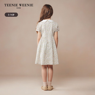 Teenie Weenie Kids小熊童装24夏季女童花朵印花娃娃领连衣裙 浅绿色 130cm