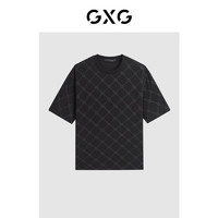 GXG 男装 2024年夏季新品多色潮流满印圆领短袖t恤男 黑色 165/S