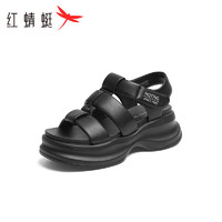 红蜻蜓 运动凉鞋女2024夏季运动沙滩鞋魔术贴厚底凉鞋 WTK24039黑色39