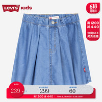 Levi's李维斯童装24夏儿童牛仔裙裤女童休闲百搭裙子 河床蓝 155/64(XL)