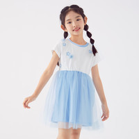 小猪班纳童装夏装儿童连衣裙中大童女童裙子女孩连身裙潮 淡蓝 110cm