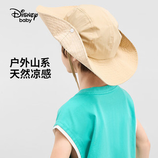 迪士尼童装男童梭织宽檐遮阳帽2024夏季儿童防晒帽六一儿童节 卡其 54