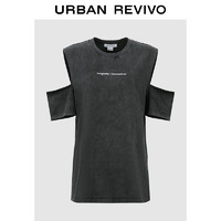 UR2024夏季女装潮流休闲设计感肩部镂空字母T恤UWV440211 黑色 S