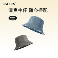 88VIP：CACUSS 帽子女牛仔渔夫帽毛边春夏季新款防晒户外遮阳透气百搭盆帽