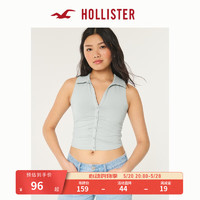 HOLLISTER24夏季美式辣妹修身无袖Polo衫T恤 女 KI339-4060 浅灰色 L(165/100A)