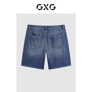 GXG奥莱 2024年夏季男士直筒水洗牛仔短裤休闲五分裤男 蓝色 170/M