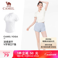 CAMEL 骆驼 冰感速干修身翻领女POLO衫T恤 Y24BA0L6018 玉石白 M